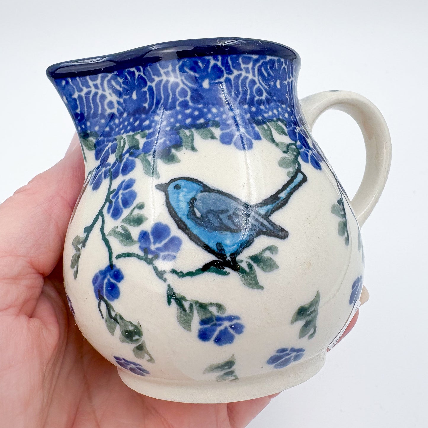 7 oz Creamer.  Baby Blue Bird Design
