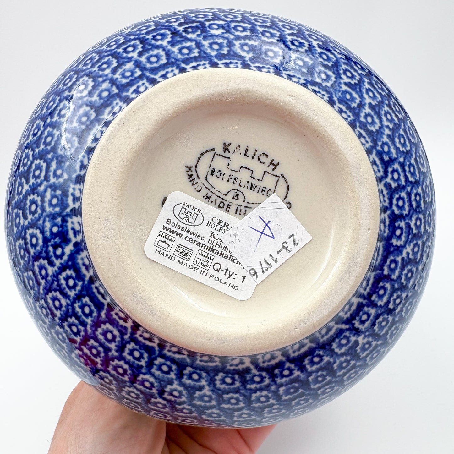 Kula Vase 5.5”.  Handmade Polish pottery.  UNIKAT Wildflower Meadow