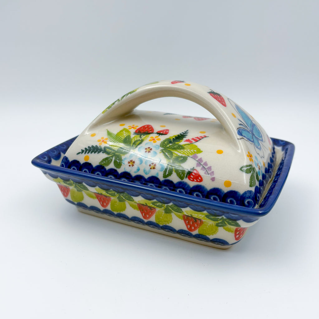 Butter Dish Deep: UNIKAT Summer Strawberries Design