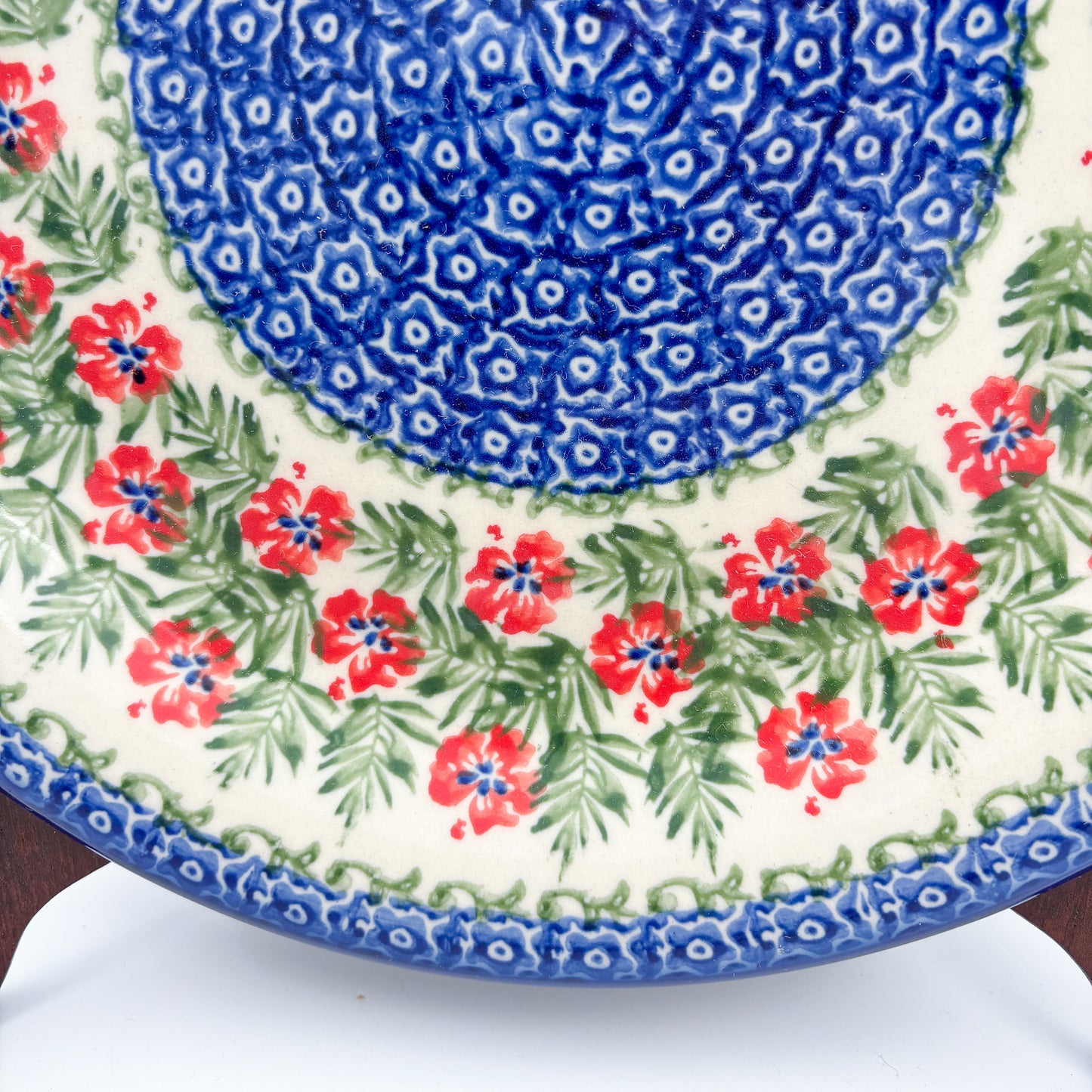 10.28” Plate.  Hand crafted Polish pottery stoneware: Midsummer Bloom Design