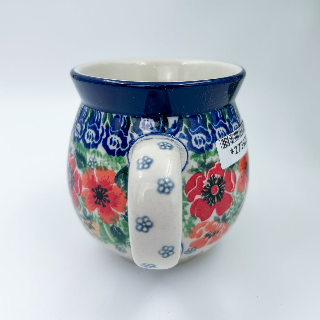 12 oz Bubble Mug. Handcrafted Polish pottery stoneware:  UNIKAT Candy Red Poppy Design