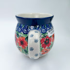 12 oz Bubble Mug. Handcrafted Polish pottery stoneware:  UNIKAT Candy Red Poppy Design