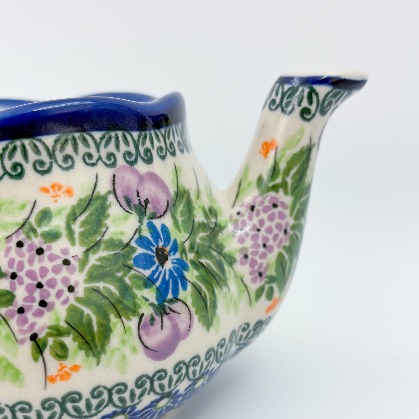 25 oz  Fruti Teapot.  Handcrafted Pottery in Poland. Floral Garden Design