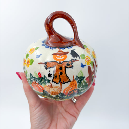 Pumpkin Small 5.3".  Hand crafted Polish pottery stoneware: UNIKAT Scarecrow and Pumpkins