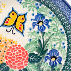 8” Plate.  Hand crafted Polish pottery stoneware: UNIKAT Spring Garden Design