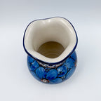 Vase Wavy 4”.  Handmade Polish pottery.  UNIKAT Cobalt Poppies Design