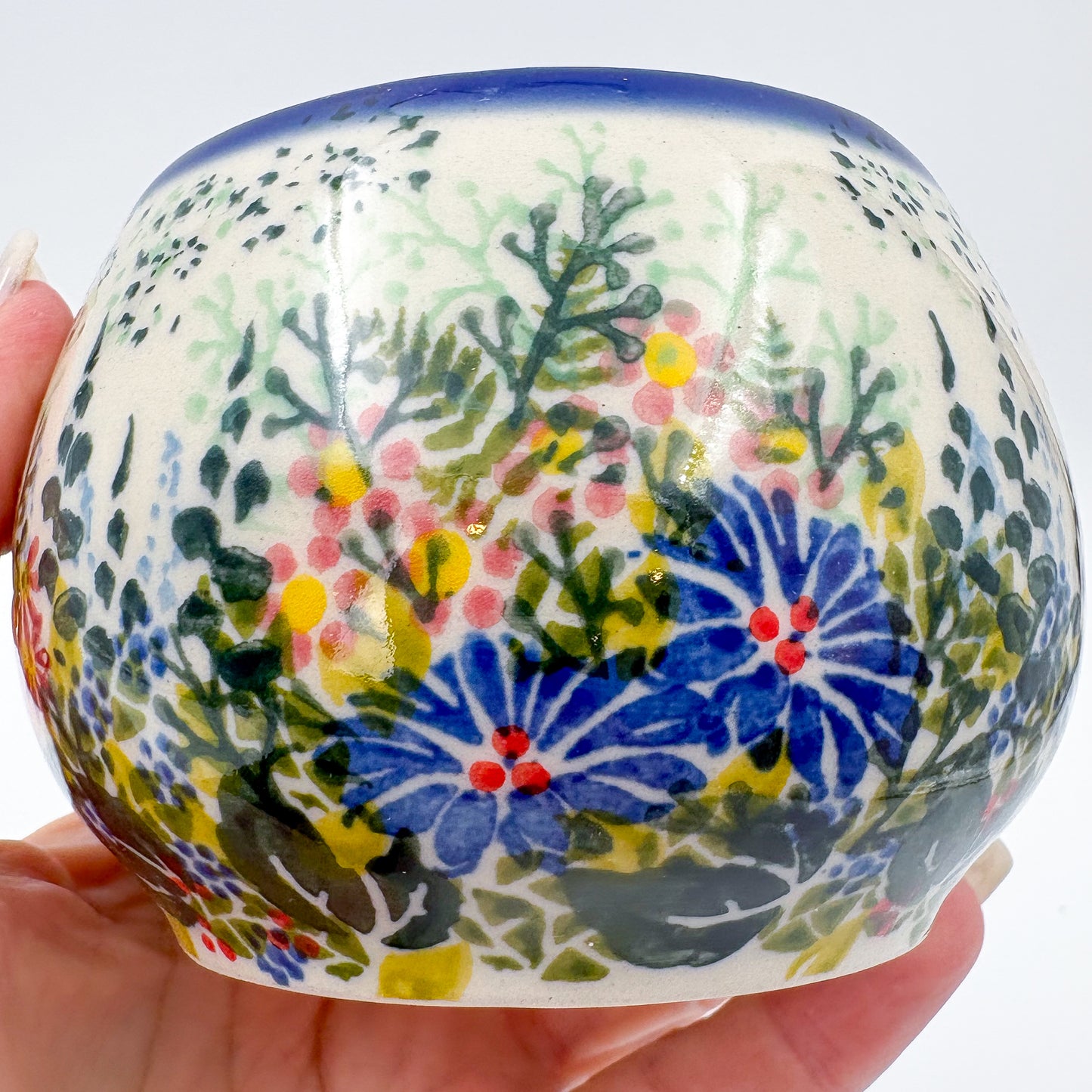 6oz. Sugar Bowl.  UNIKAT Wild Fern Bouquet Design