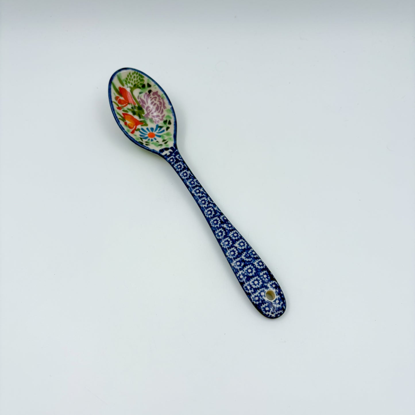Spoon Lg 8”.  Handmade Polish pottery. UNIKAT Flower Patch
