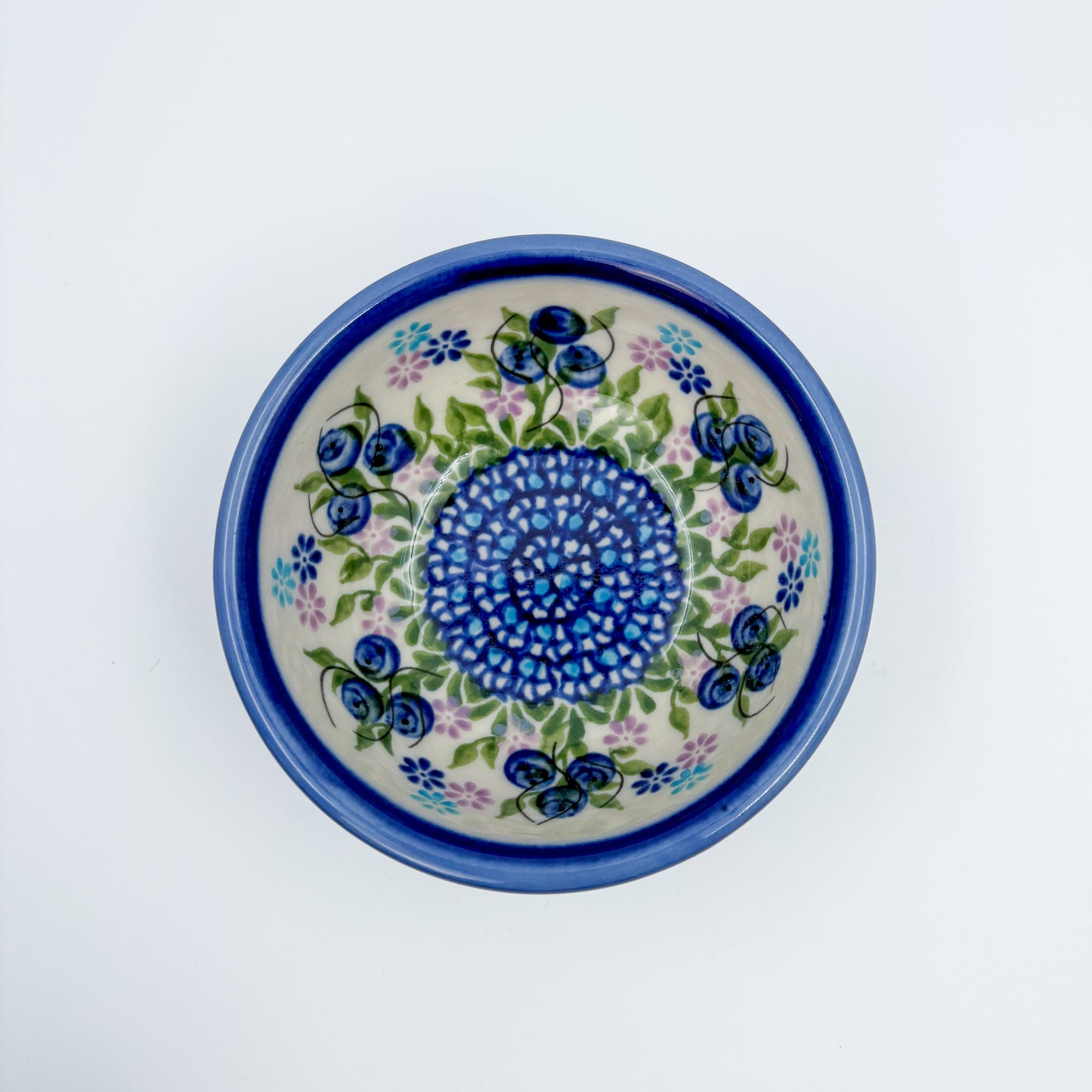 Small Set 3 stacking Bowls.  Hand crafted Polish pottery stoneware:  Blueberry Design
