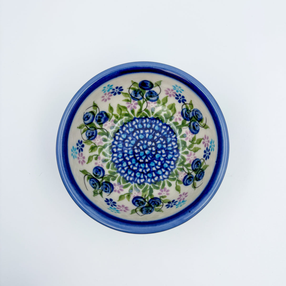 Small Set 3 stacking Bowls.  Hand crafted Polish pottery stoneware:  UNIKAT Blueberry Design