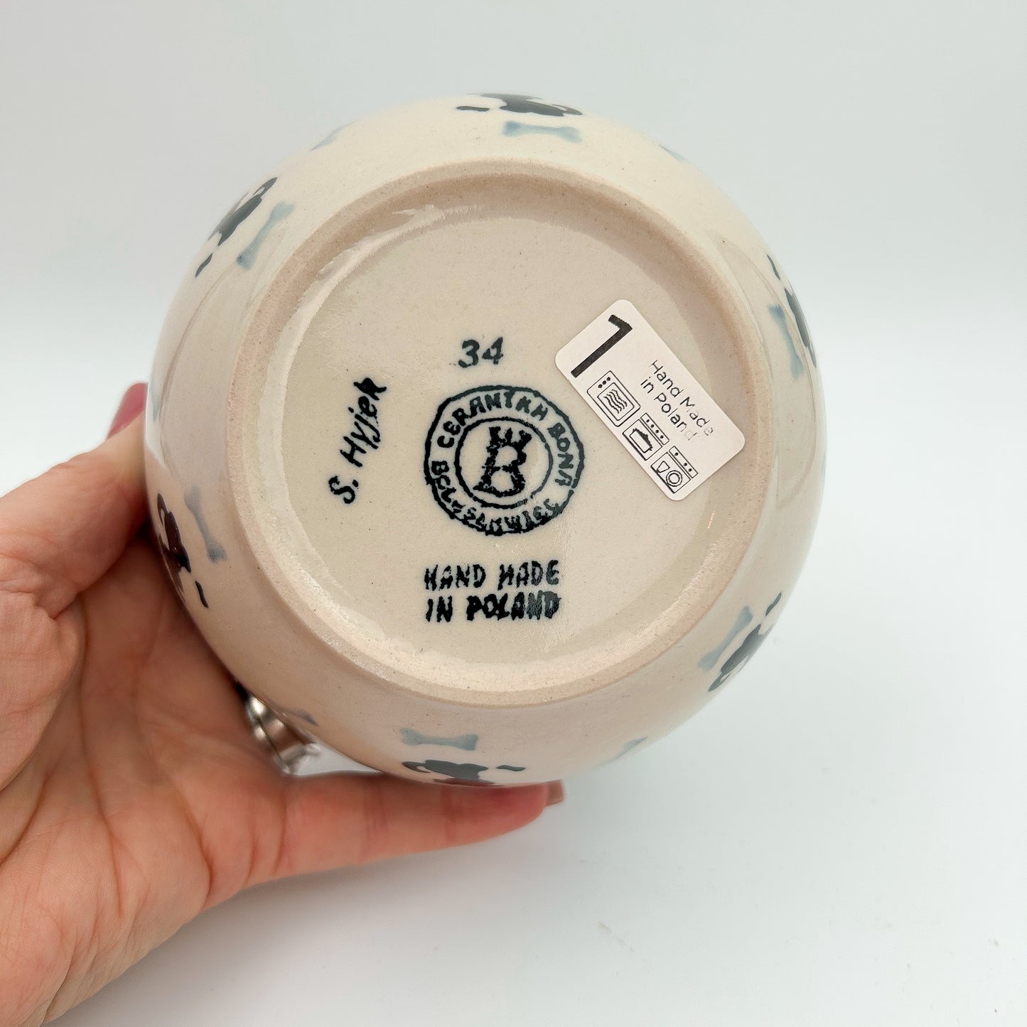 5” Puppy Bowl.  Hand crafted Polish pottery stoneware:  Puppy Pleasure