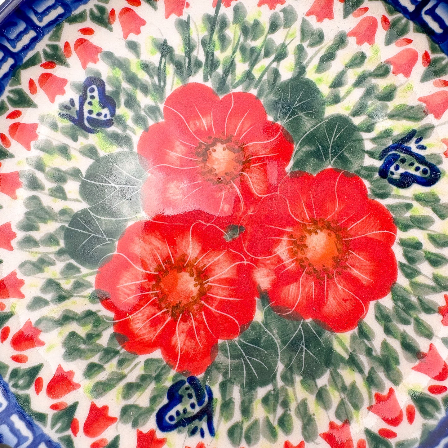 7” Plate.  Hand crafted Polish pottery stoneware: UNIKAT Happiness Design
