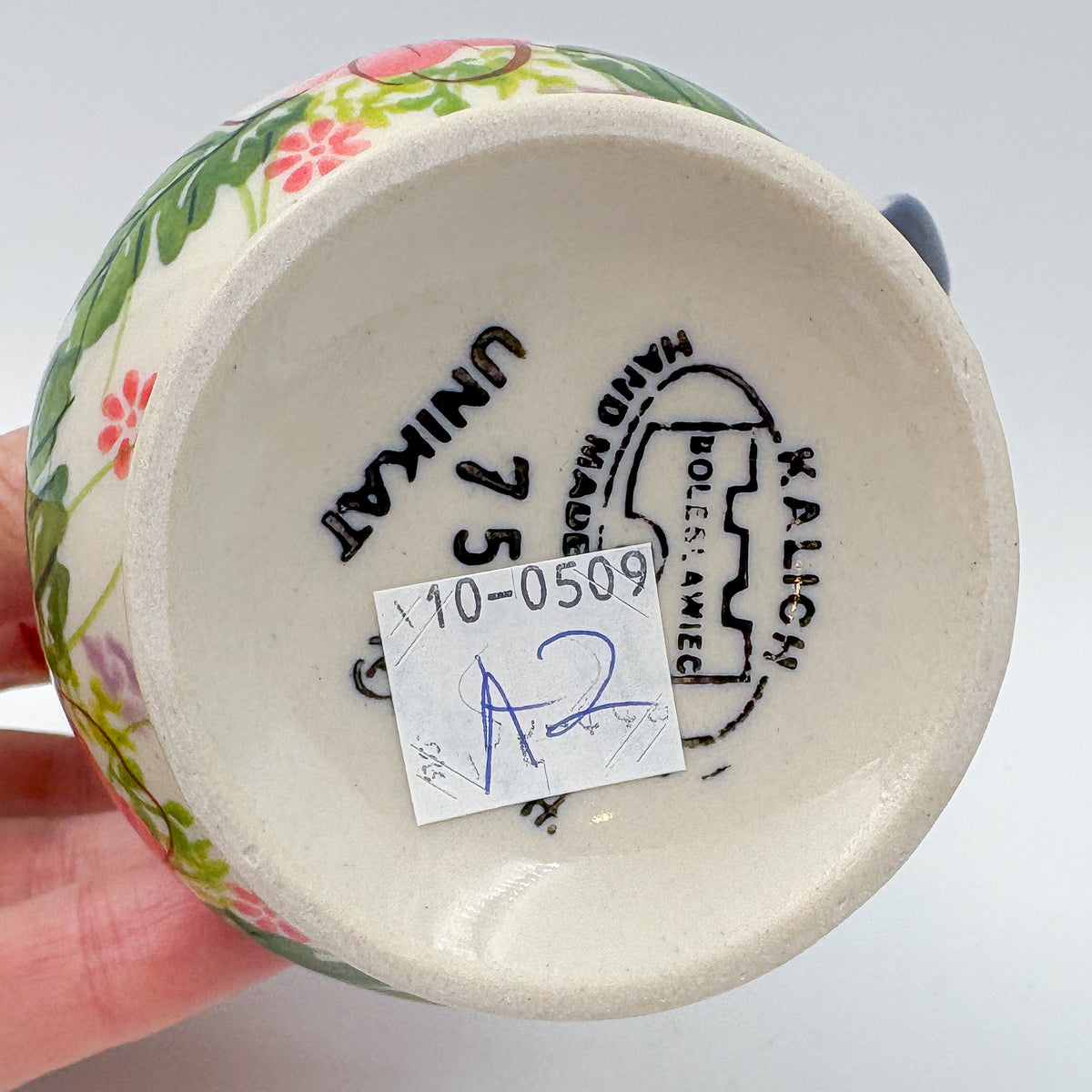 5 oz Allegro Creamer.  Handcrafted in Poland  UNIKAT Pink Ruffle Design