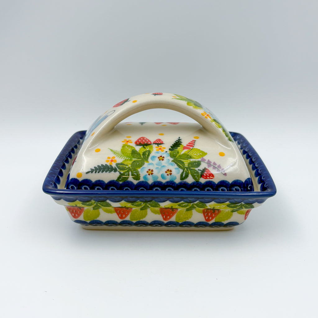 Butter Dish Deep: UNIKAT Summer Strawberries Design