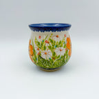 Orange Poppy bubble mug on white background, straight-on front view