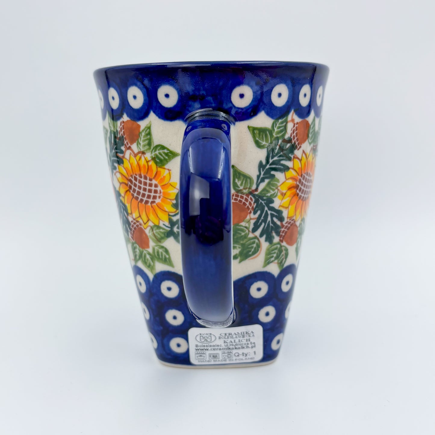 Mug XL 18oz. Handcrafted Polish pottery stoneware:  UNIKAT Sunflower Meadow