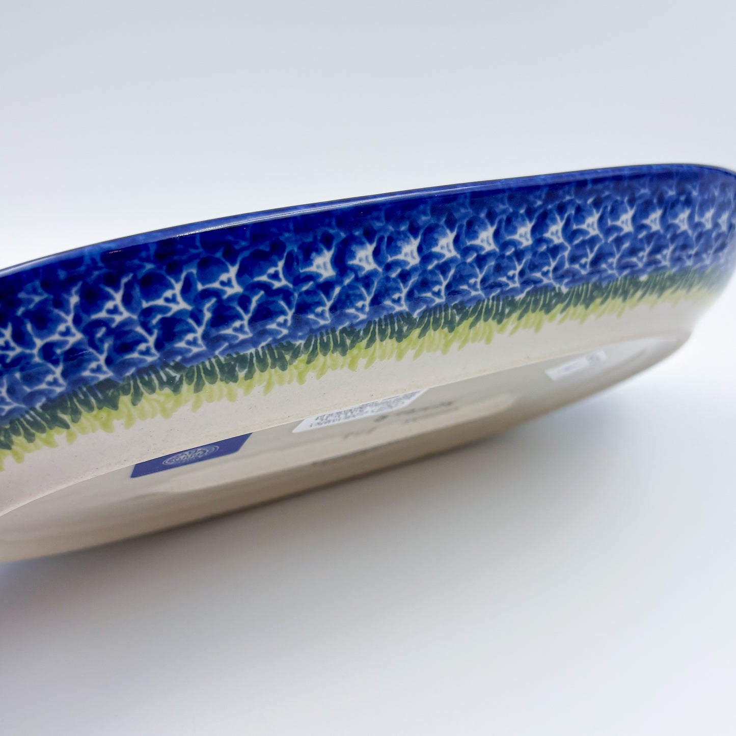 10” Oval Platter.  Hand crafted Polish pottery stoneware: UNIKAT Bluebell Meadow