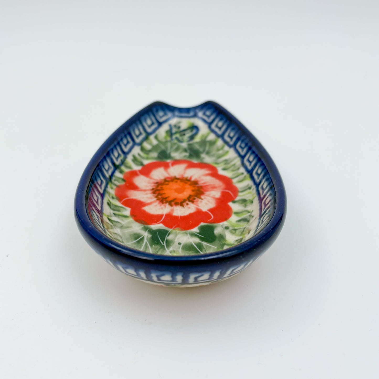 Spoon Rest 5””.  Handmade Polish pottery.  UNIKAT Happiness Design