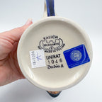 12 oz Loop Handle Gravy Boat.  Hand painted Polish pottery stoneware.  UNIKAT Hedgehog and Mushroom