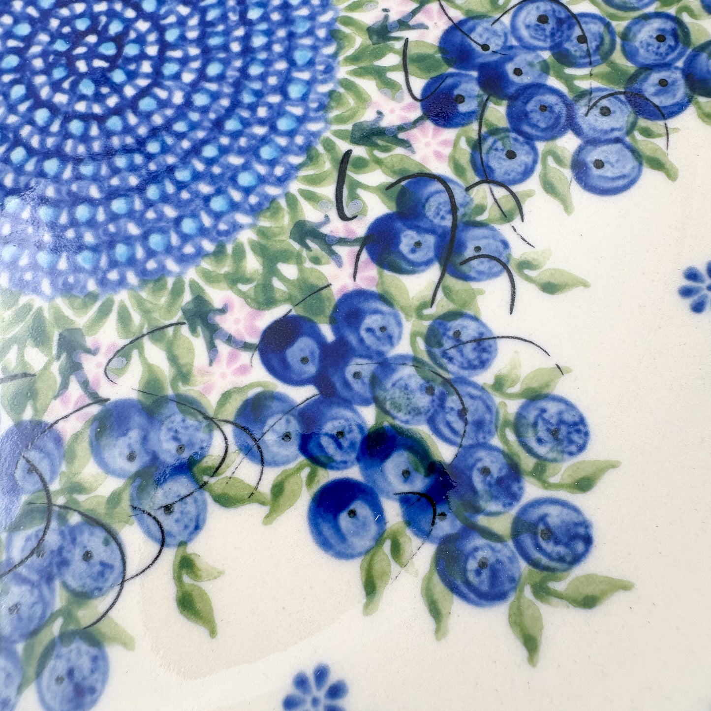 10.2” Plate.  Hand crafted Polish pottery stoneware: UNIKAT Blueberry Design