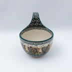 16 oz Bowl/Mug with Loop-Handle.  Hand crafted Polish pottery stoneware: UNIKAT Fall Reeds