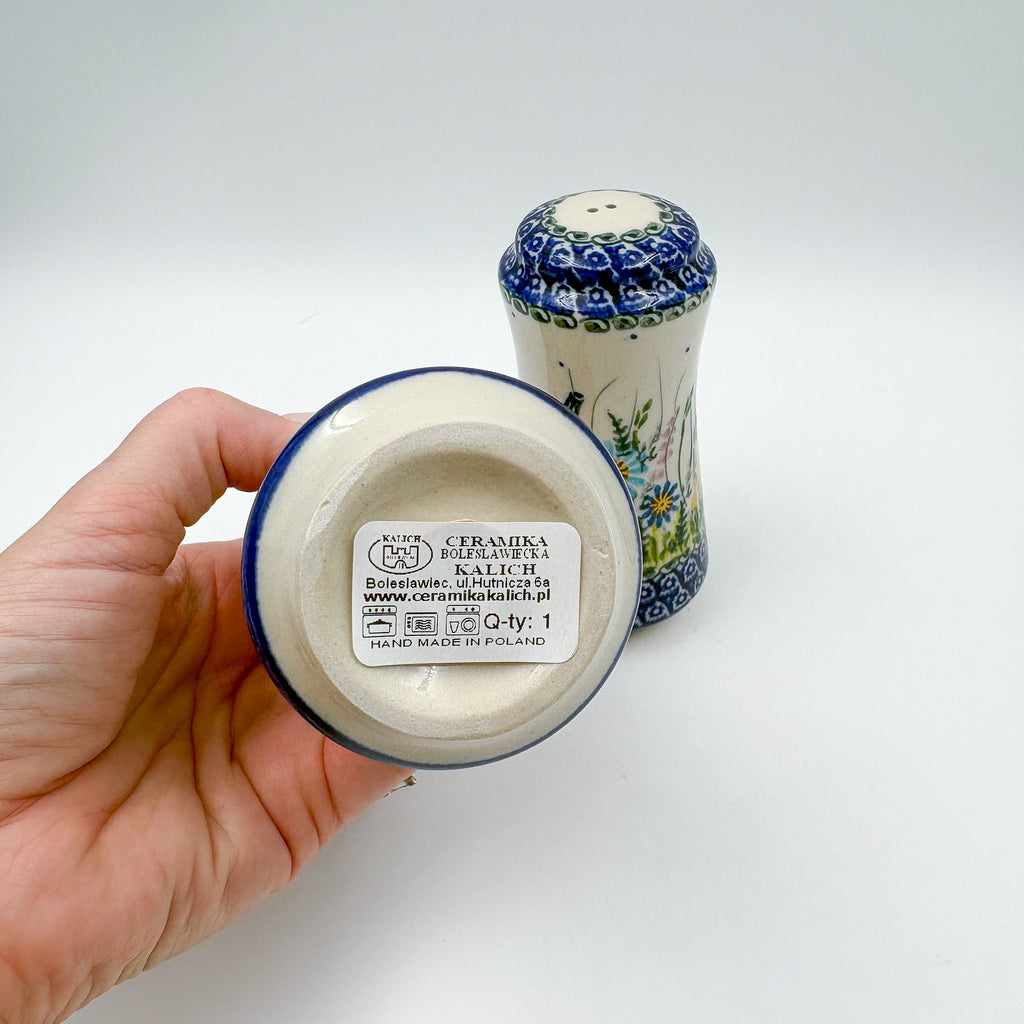 5” Salt and Pepper Shakers.  Handmade Polish pottery.  UNIKAT Wildflower Meadow