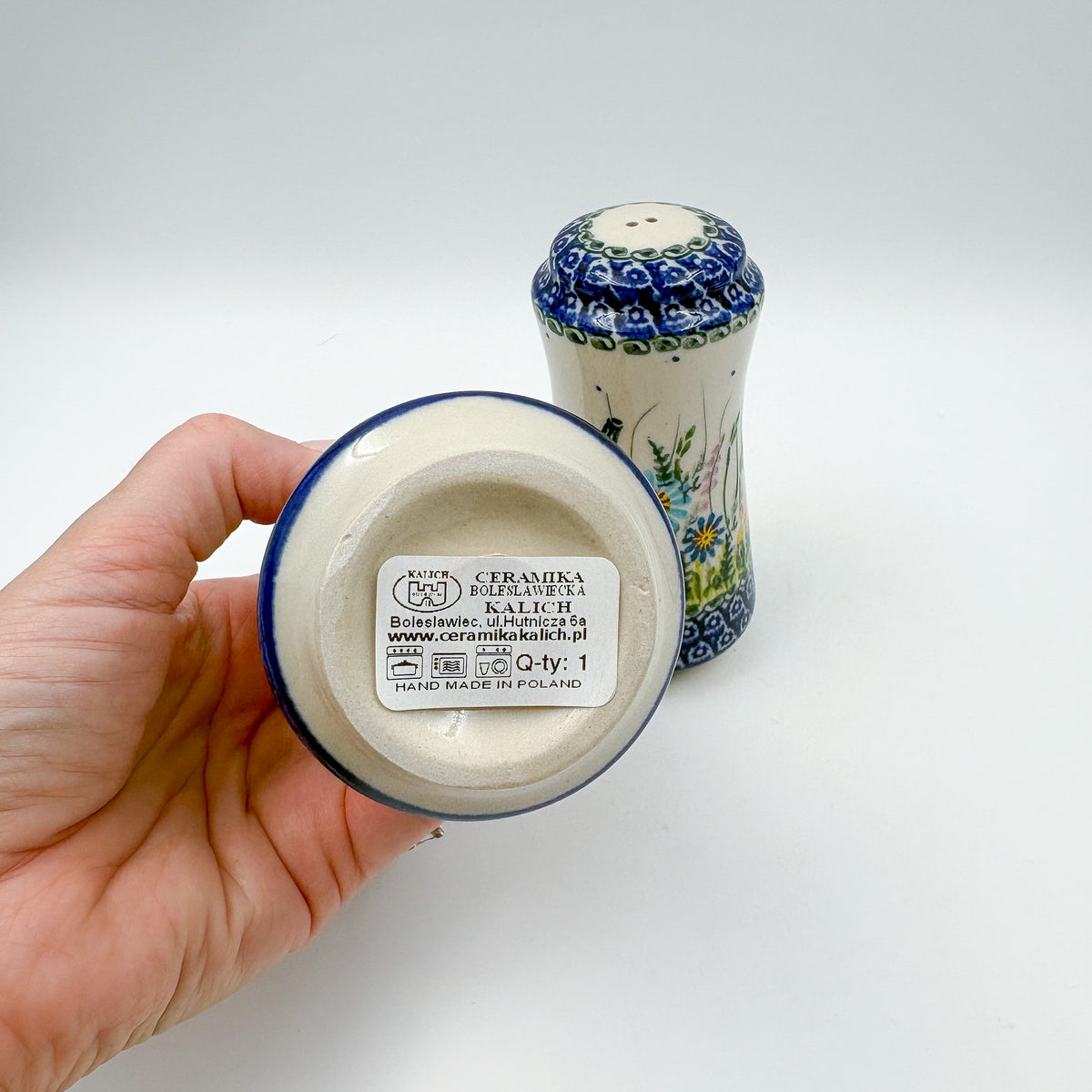 5” Salt and Pepper Shakers.  Handmade Polish pottery.  UNIKAT Wildflower Meadow