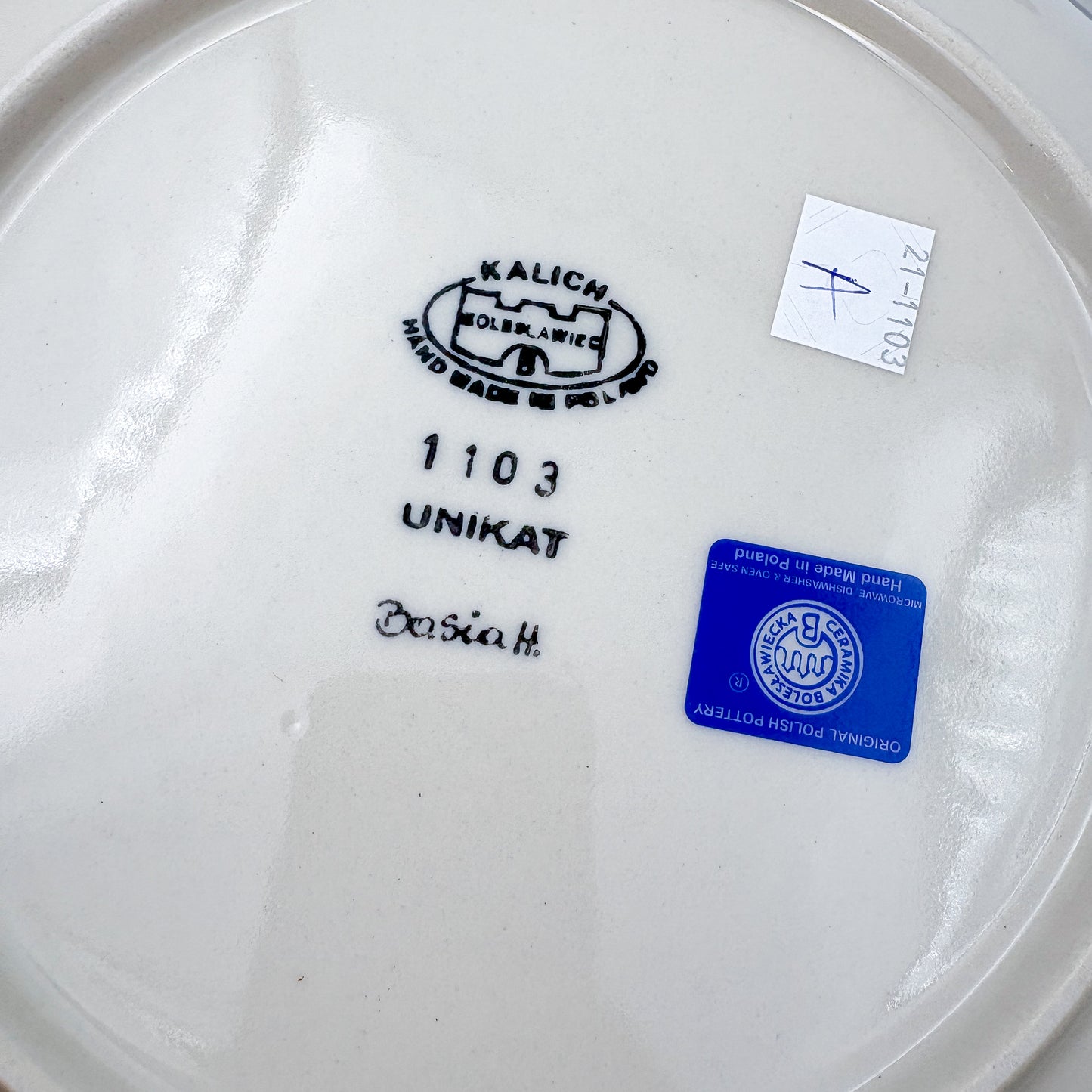 10.2” Plate.  Hand crafted Polish pottery stoneware: UNIKAT Hedgehog and Pumpkins