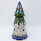 8" Christmas Tree Luminary. Handmade Polish pottery.  UNIKAT Whispering Ferns Design