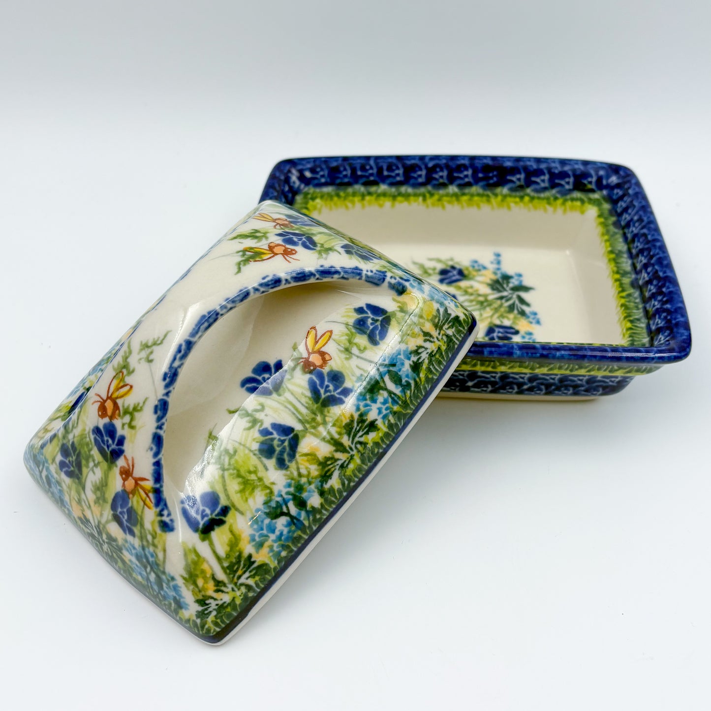 Butter Dish Deep: UNIKAT Bluebell Meadow