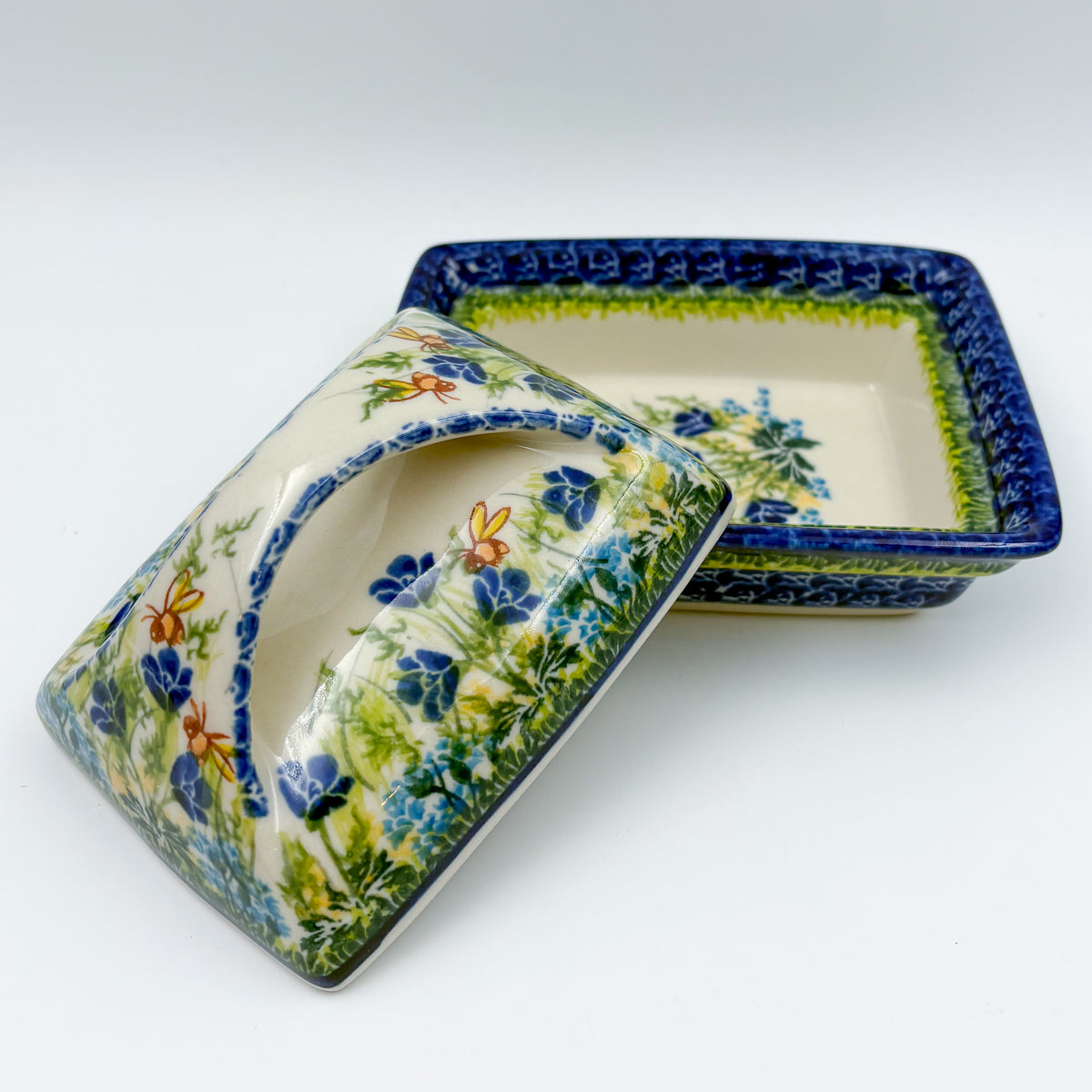 Butter Dish Deep: UNIKAT Bluebell Meadow