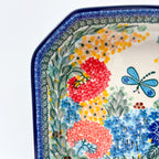 8" Bowl.  Hand crafted Polish pottery stoneware:  UNIKAT Garden Delight Design