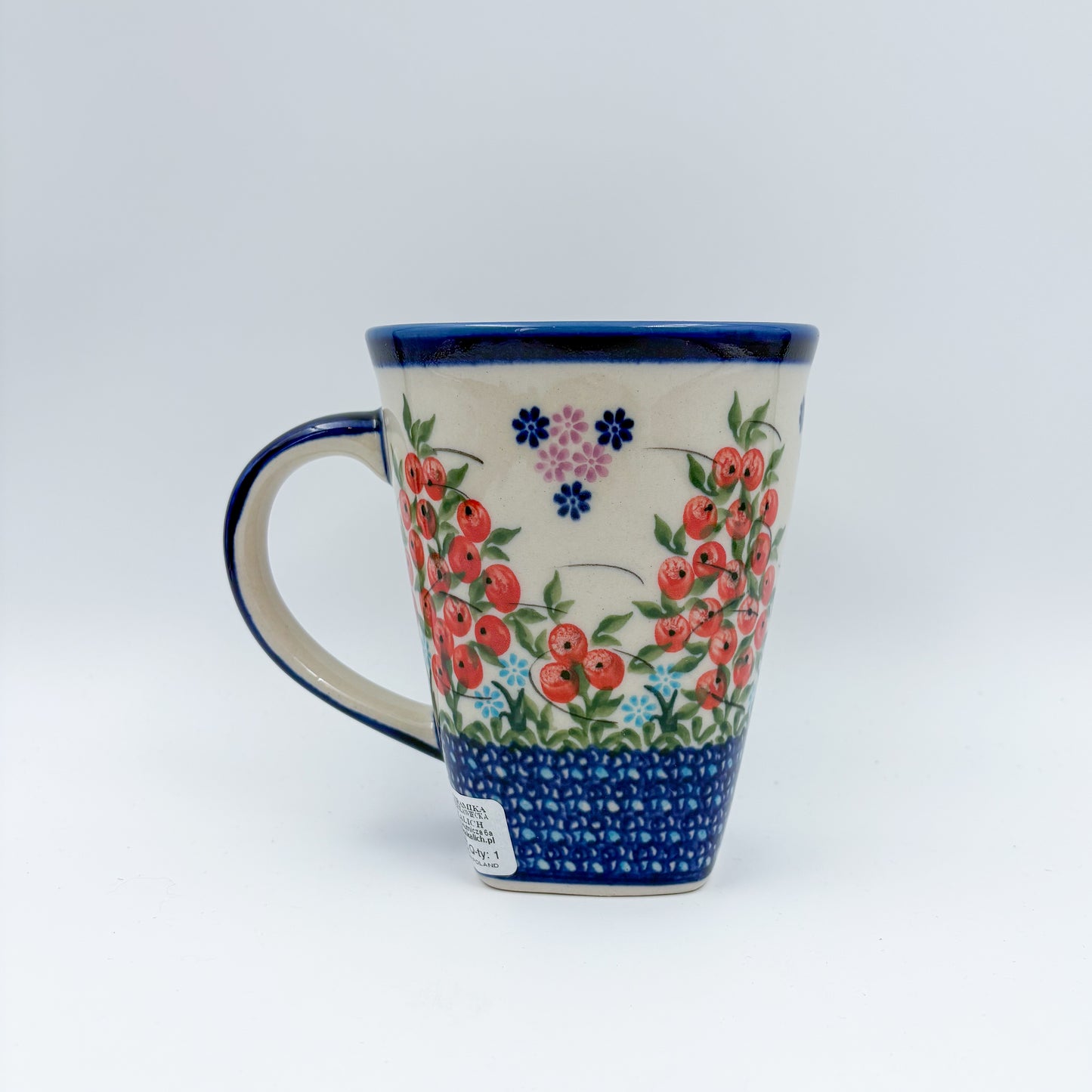 Mug XL 18oz. Handcrafted Polish pottery stoneware:  UNIKAT Red Berry