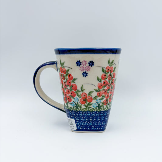 Mug XL 18oz. Handcrafted Polish pottery stoneware:  UNIKAT Red Berry