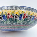 9”  Deep Bowl.  Hand crafted Polish pottery stoneware: UNIKAT Copper Rose Meadow Design