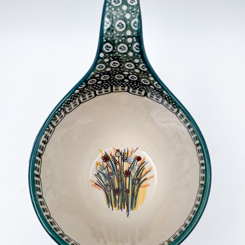 16 oz Bowl/Mug with Loop-Handle.  Hand crafted Polish pottery stoneware: UNIKAT Fall Reeds