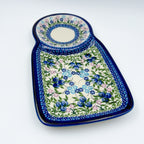 SET Bubble Mug 8 oz with Sandwich Plate . Handcrafted in Poland UNIKAT Blueberry