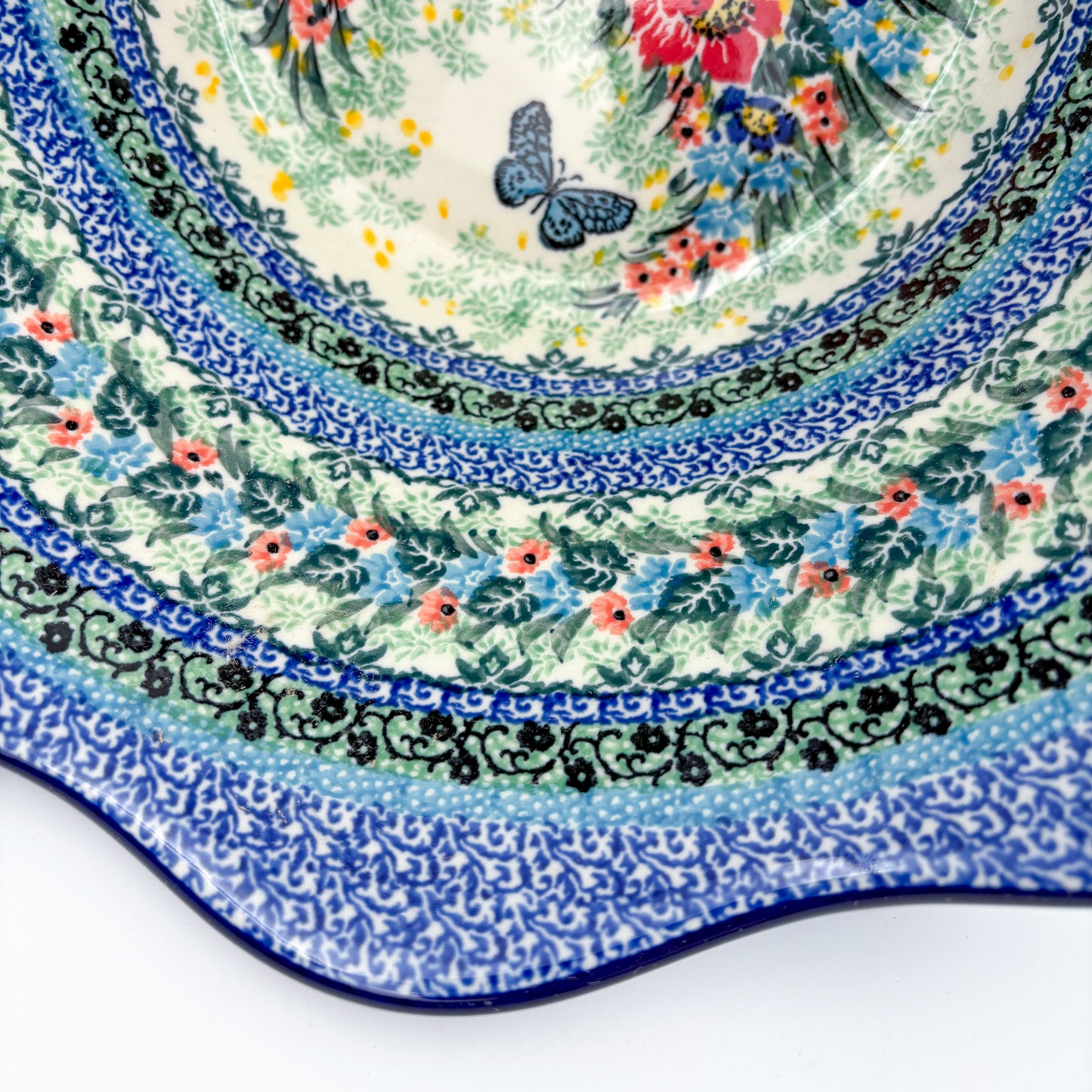 12" Wavy Bowl:  UNIKAT Spring Floral Garland