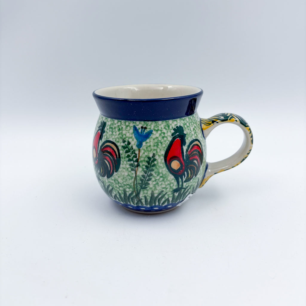 Rooster Parade bubble mug on white background, front view