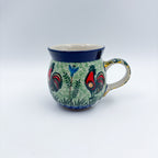 Rooster Parade bubble mug on white background, front view