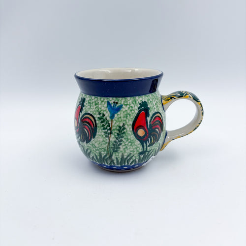 Rooster Parade bubble mug on white background, front view