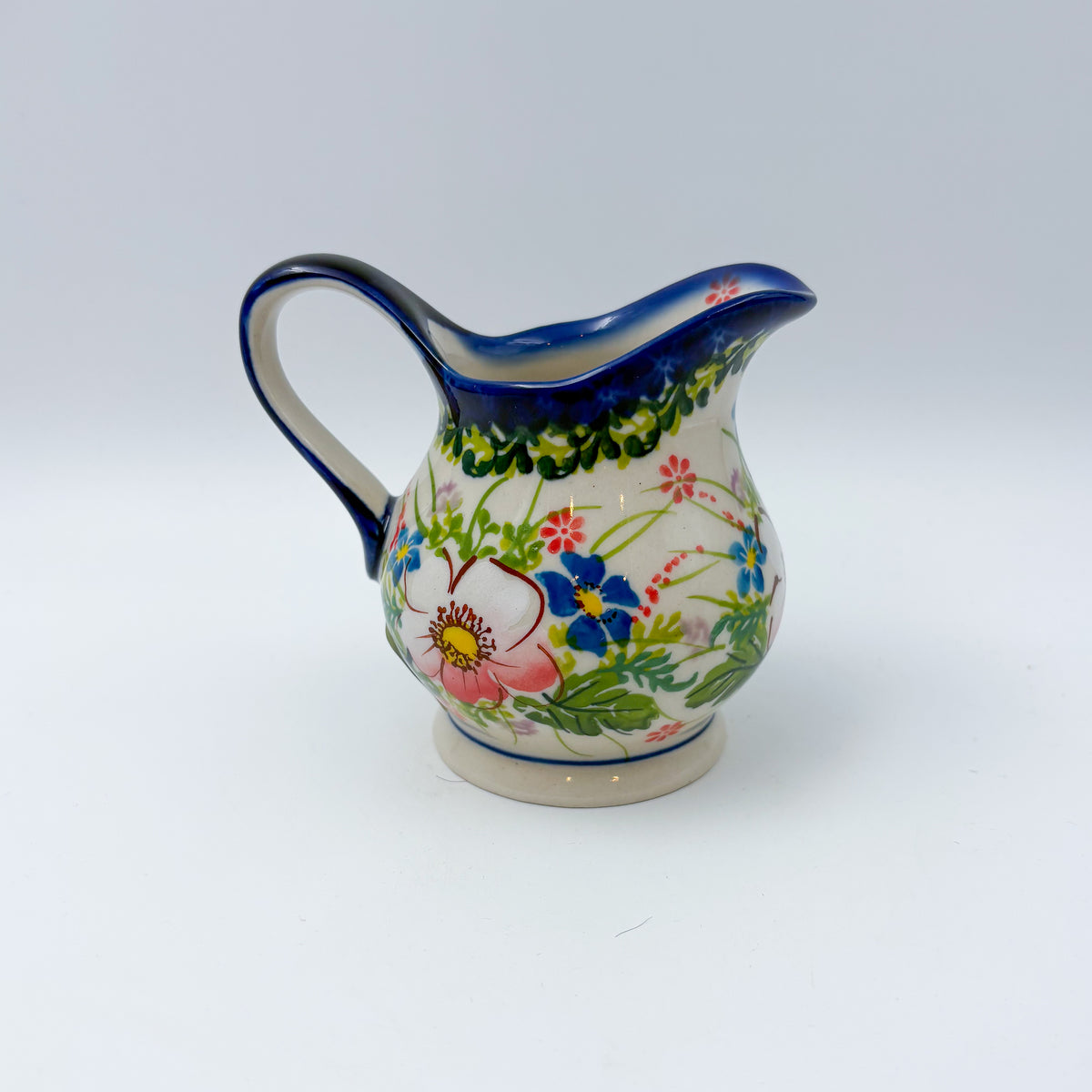 5 oz Allegro Creamer.  Handcrafted in Poland  UNIKAT Pink Ruffle Design