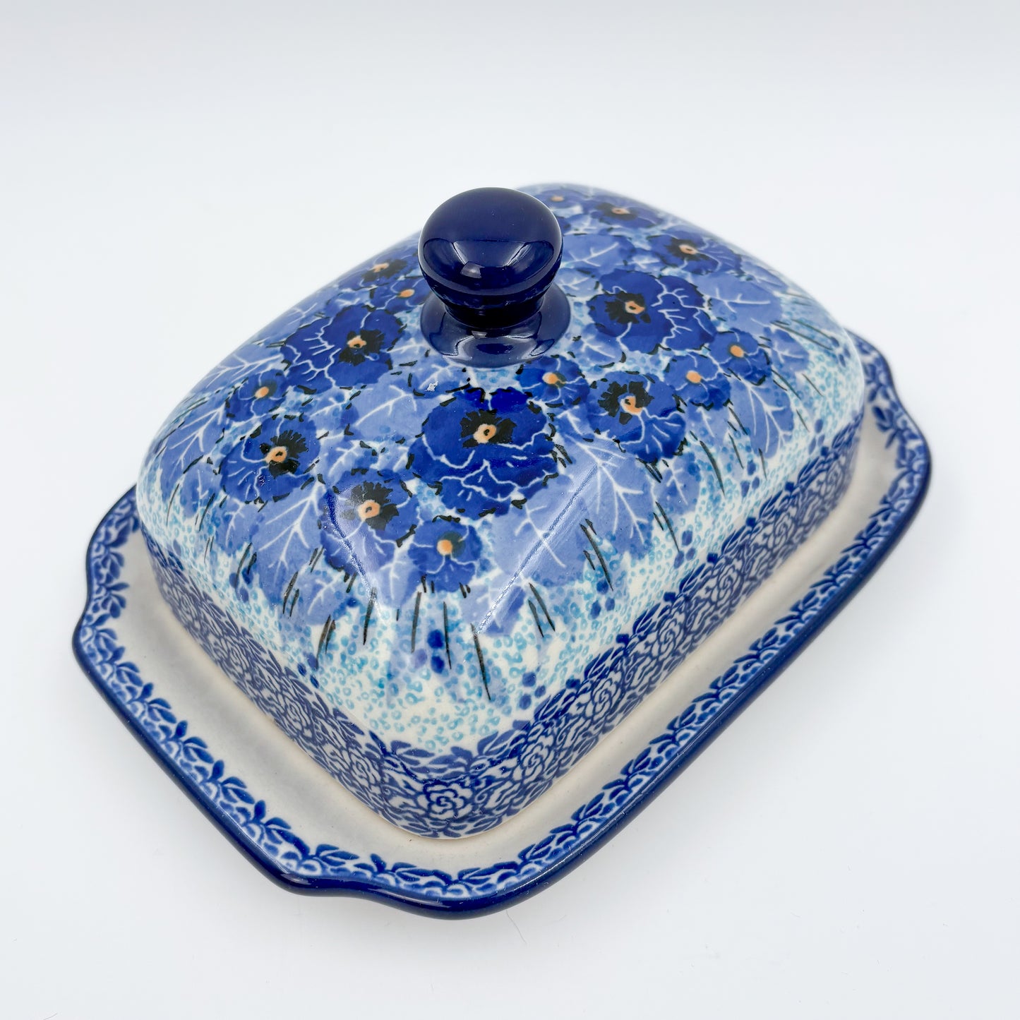 7" Butter Dish: UNIKAT Deep Winter Design