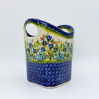 Basket Container & Utensil Med.  Handmade Polish pottery.  UNIKAT Bluebell Meadow Design