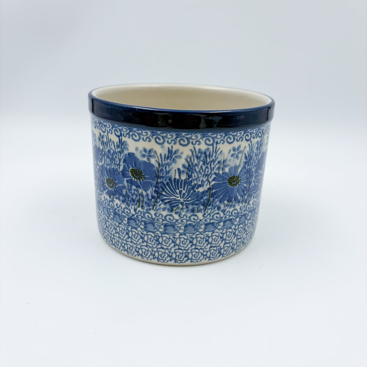Utensil Jar 5”.  Handmade Polish pottery.  UNIKAT Dreams of Blue