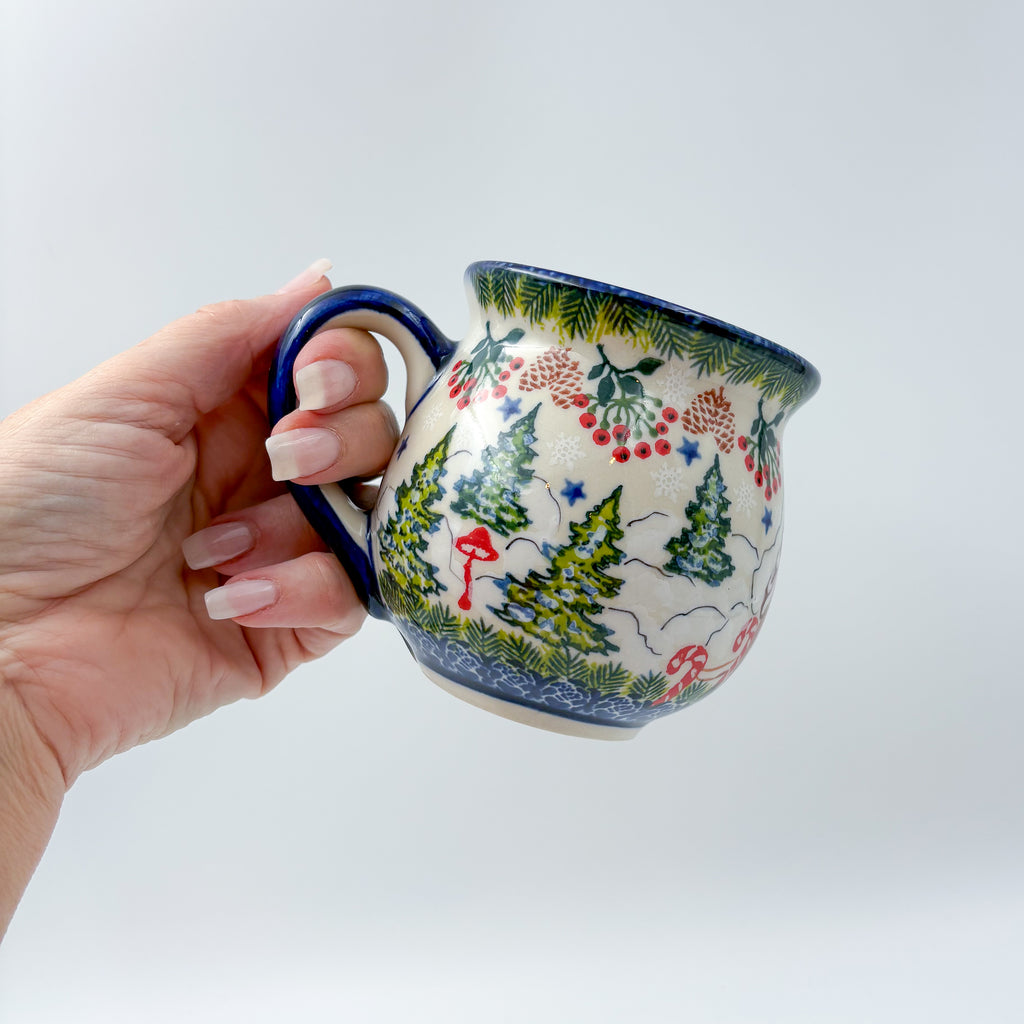 10 oz Bubble Mug. Handcrafted Polish pottery stoneware:  UNIKAT Gingerbread Cottage