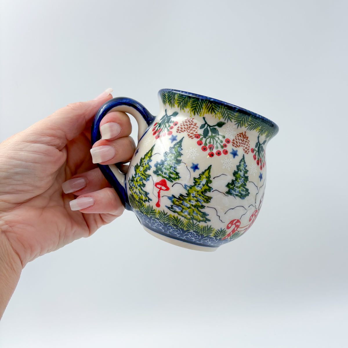 10 oz Bubble Mug. Handcrafted Polish pottery stoneware:  UNIKAT Gingerbread Cottage