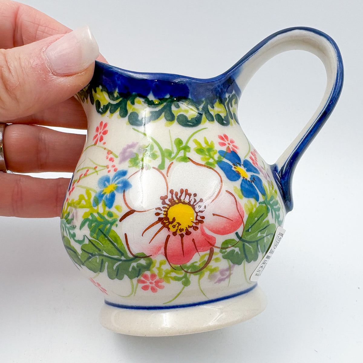 5 oz Allegro Creamer.  Handcrafted in Poland  UNIKAT Pink Ruffle Design