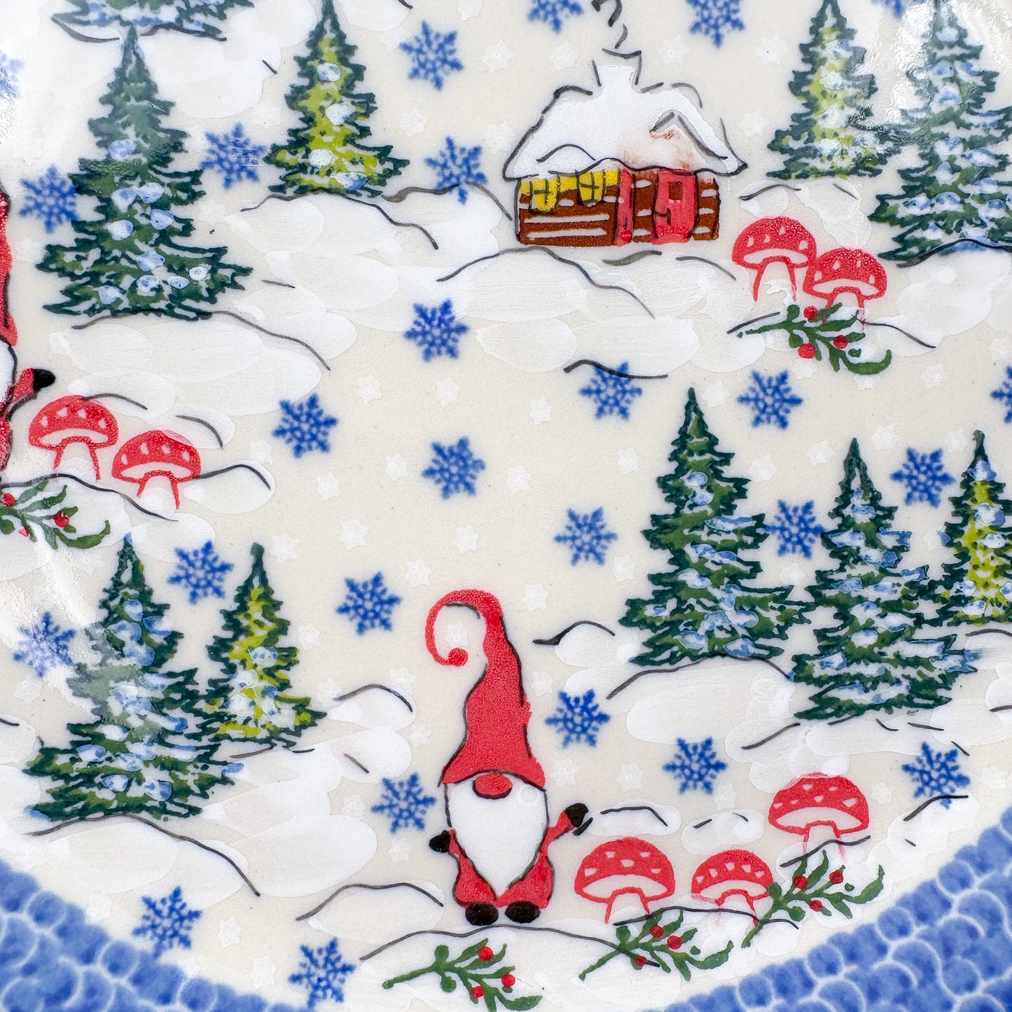 10.2” Plate.  Hand crafted Polish pottery stoneware: UNIKAT Gnome Village