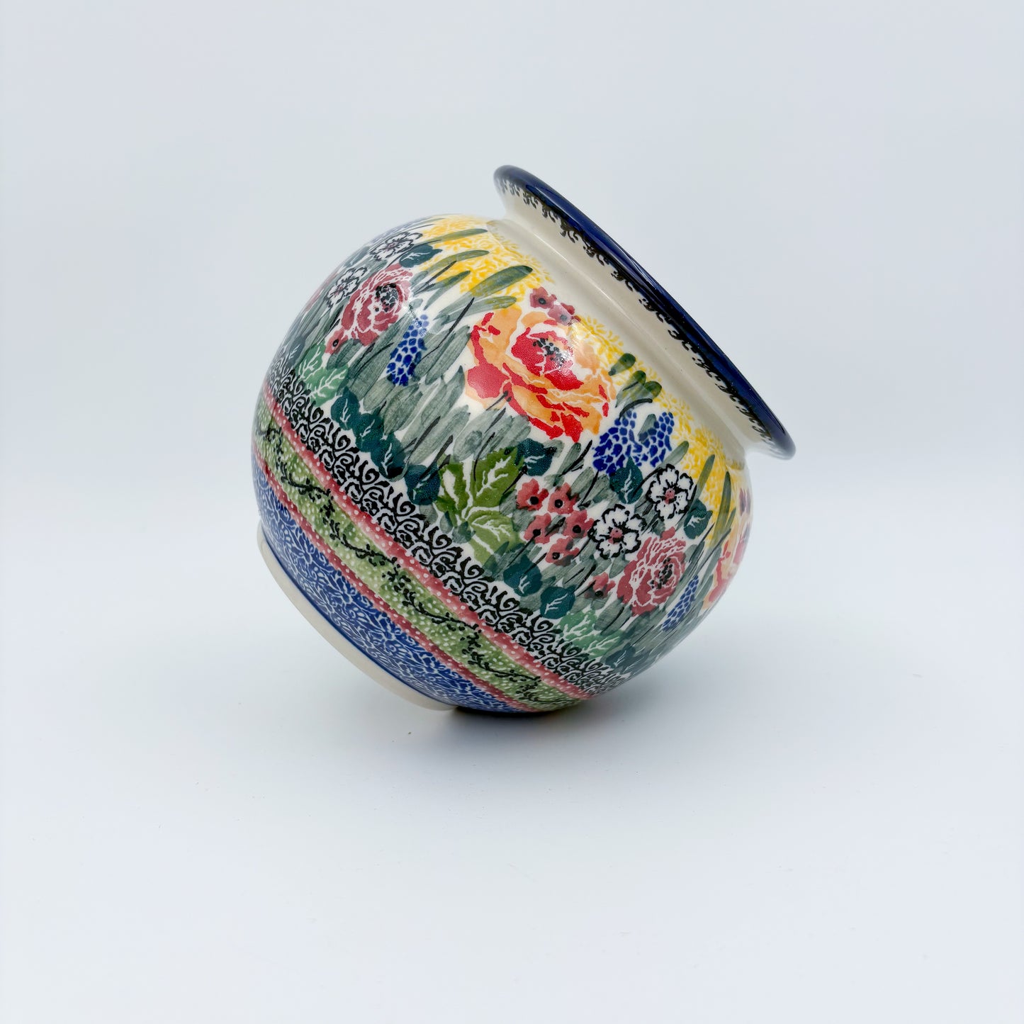 Vase 6”.  Handmade Polish pottery.  UNIKAT Cooper Rose Meadow Design